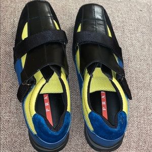 Authentic Prada leather, Suede & Mesh Sneakers